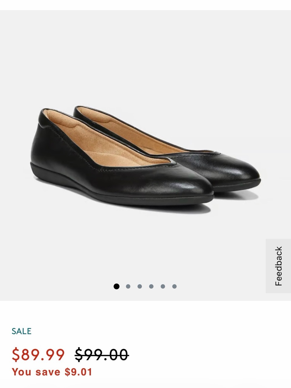 Naturalizer Black Leather Women's Ballet Flats